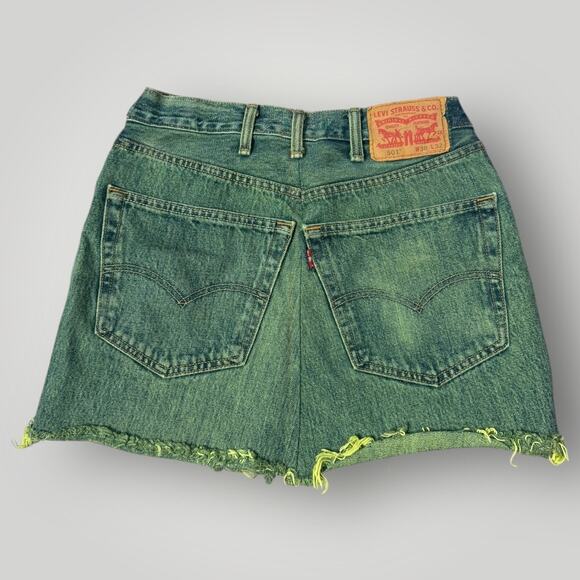 Levi's Neon Acid Wash Mini Jean Skirt Sz S - Picture 3 of 9